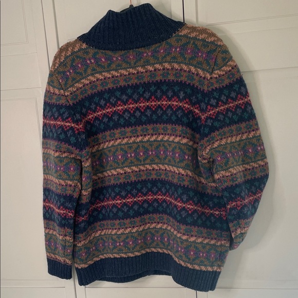 L.L. Bean Style Fair Isle Women's Multicolor Patterned Cardigan Wool - Picture 3 of 12